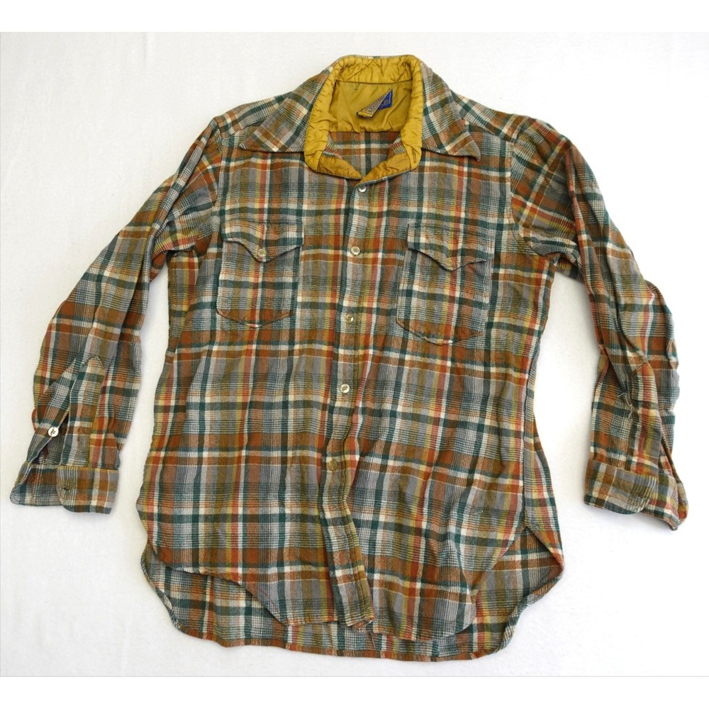 Pendleton Shirt Mens XL Multicolor Plaid Wool Flannel Long Sleeve Lined Vintage